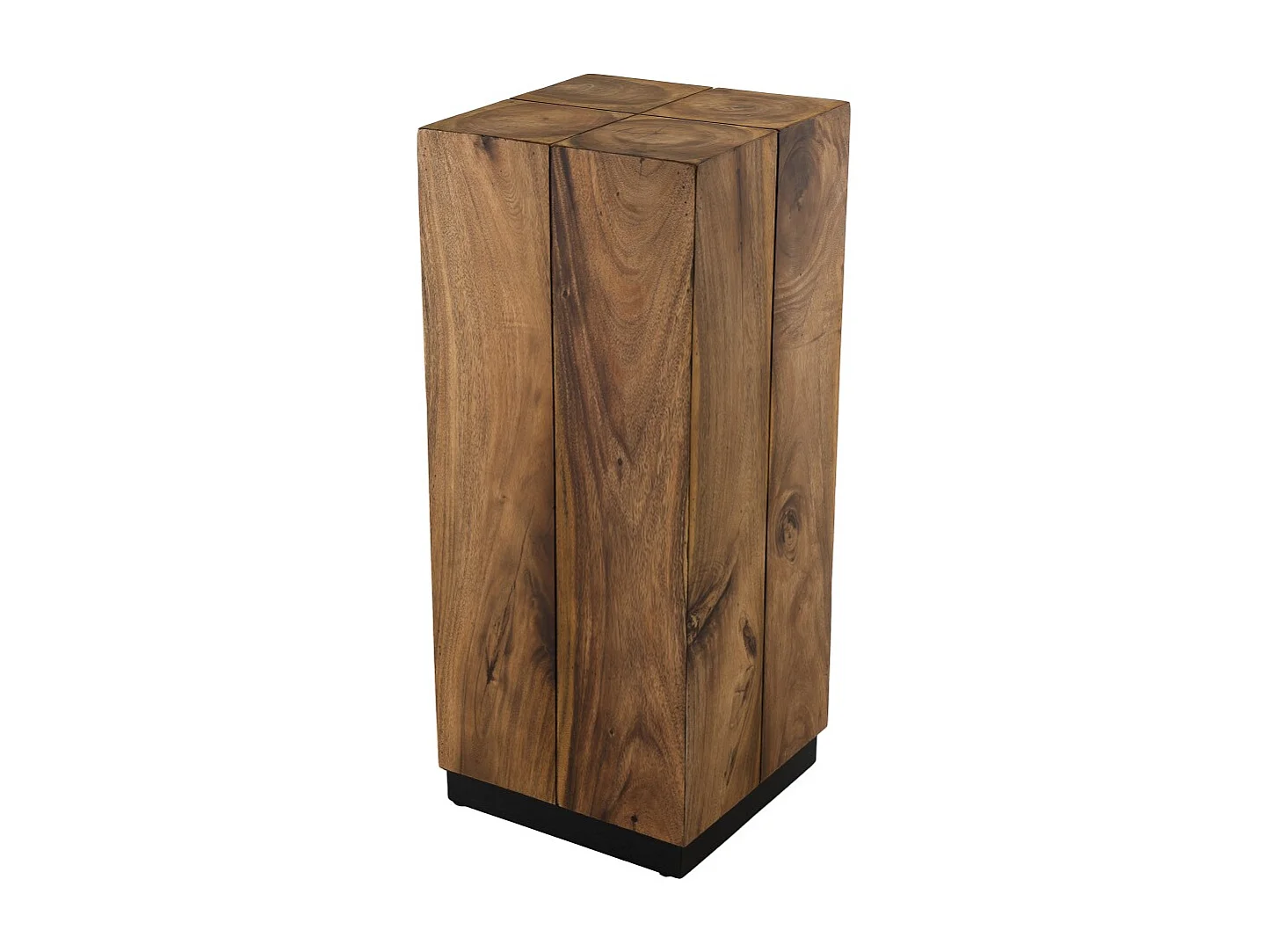 SAM - Table d'appoint carrée haute 38x38cm bois Suar piètement noir