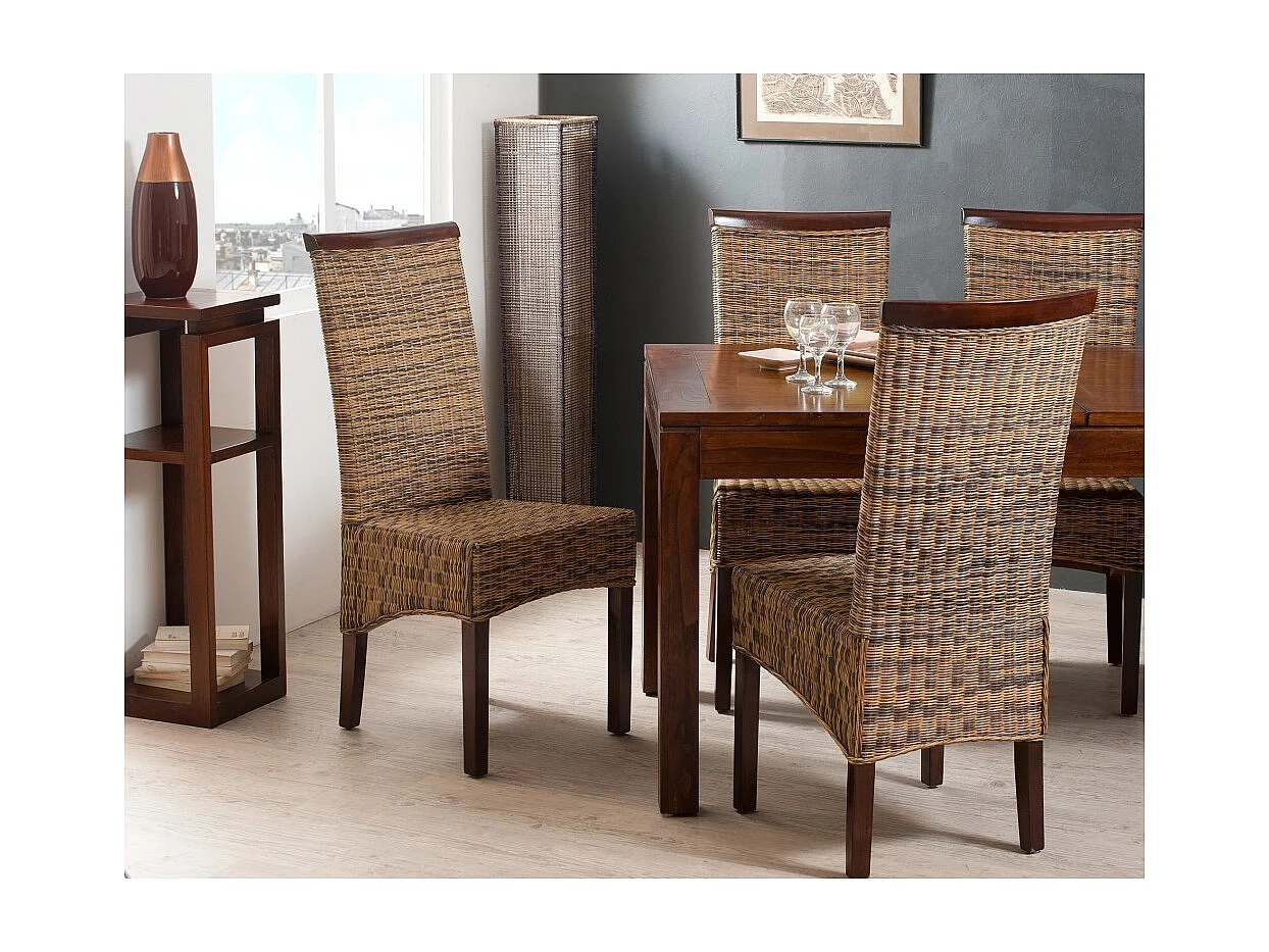 LAUREN - Sellette marron 3 niveaux bois Mindi