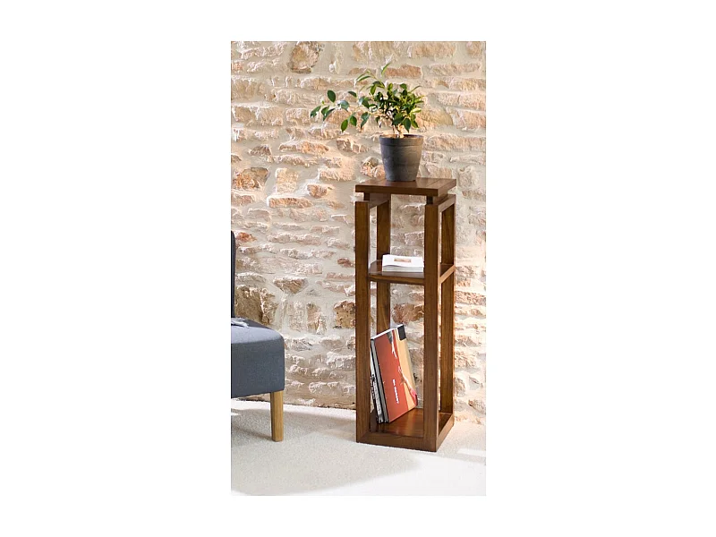 LAUREN - Sellette marron 3 niveaux bois Mindi