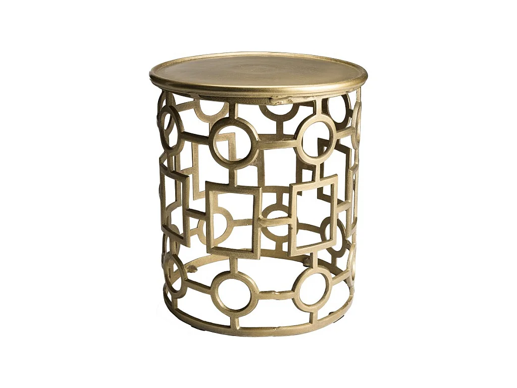 JOHAN - Table d'appoint ronde 43x43cm aluminium doré piètement graphique