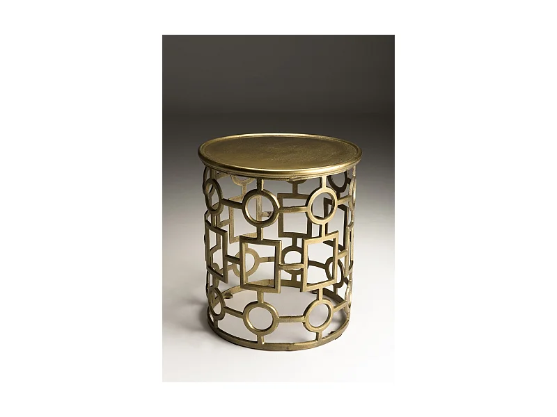 JOHAN - Table d'appoint ronde 43x43cm aluminium doré piètement graphique
