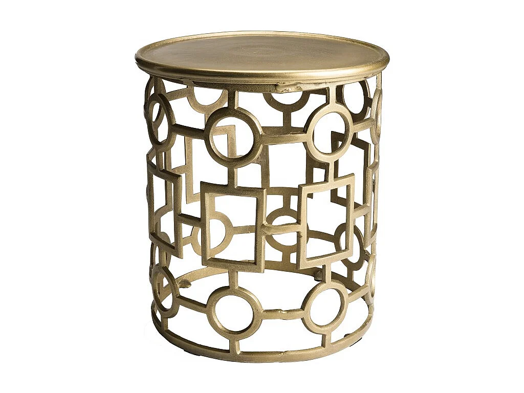 JOHAN - Table d'appoint ronde 43x43cm aluminium doré piètement graphique