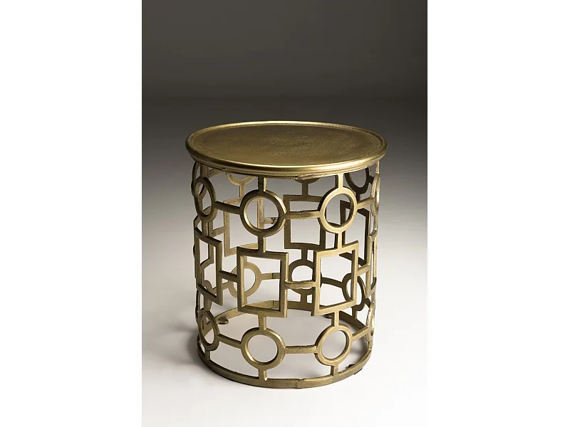 JOHAN - Table d'appoint ronde 43x43cm aluminium doré piètement graphique