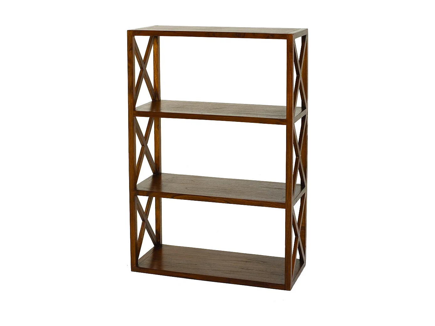 LAUREN - Étagère marron croisillons 3 niveaux bois Mindi