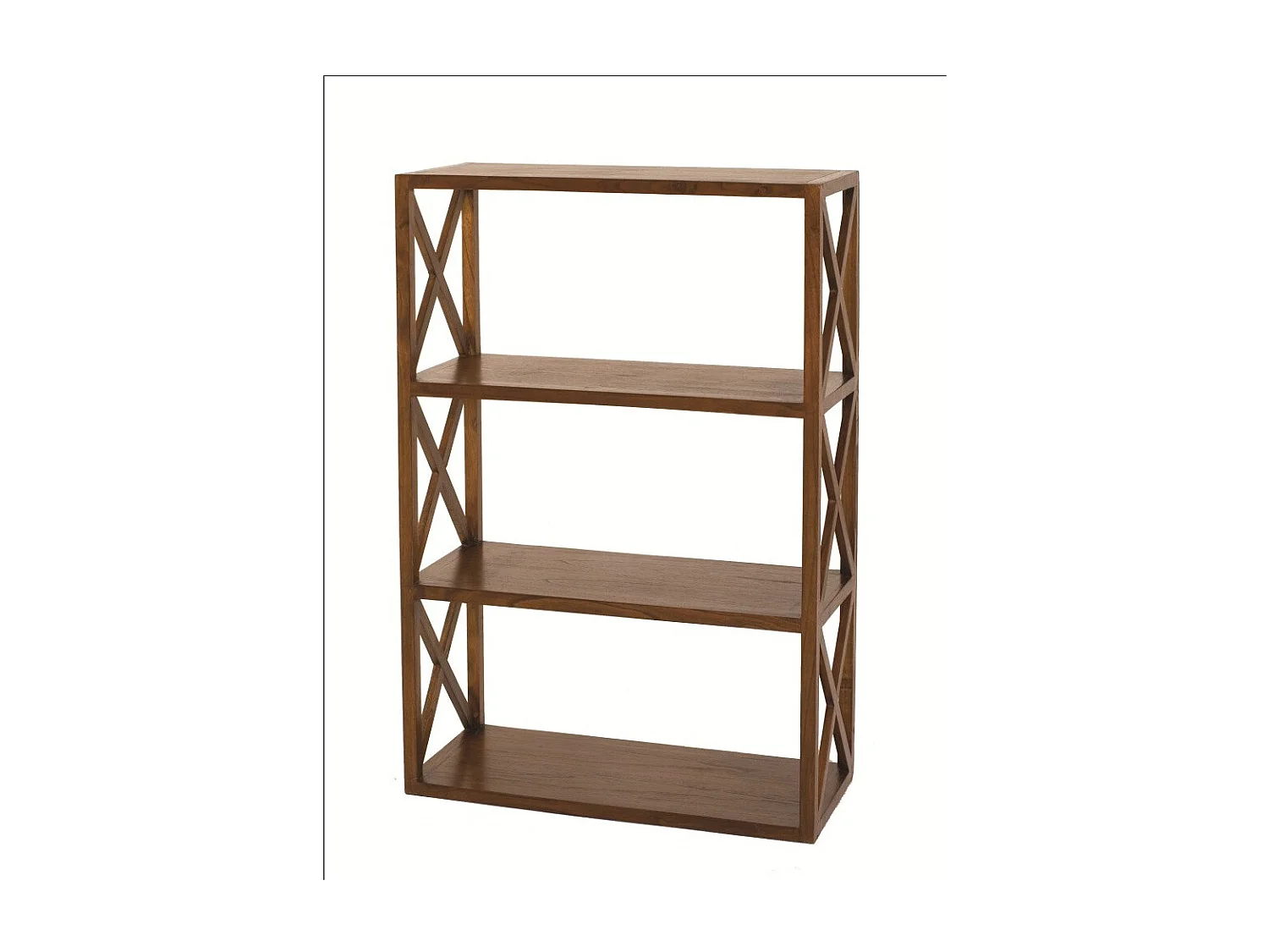 LAUREN - Étagère marron croisillons 3 niveaux bois Mindi