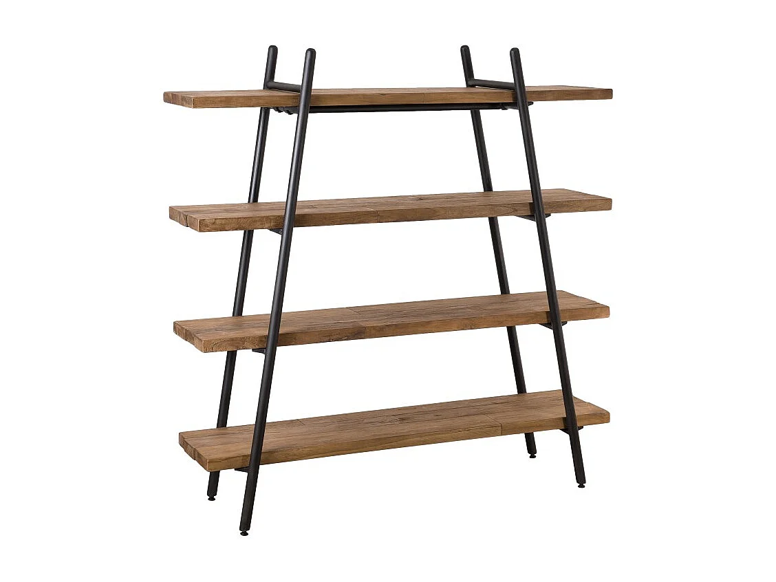 SIXTINE - Étagère pyramidale 4 niveaux en bois de teck recyclé noir