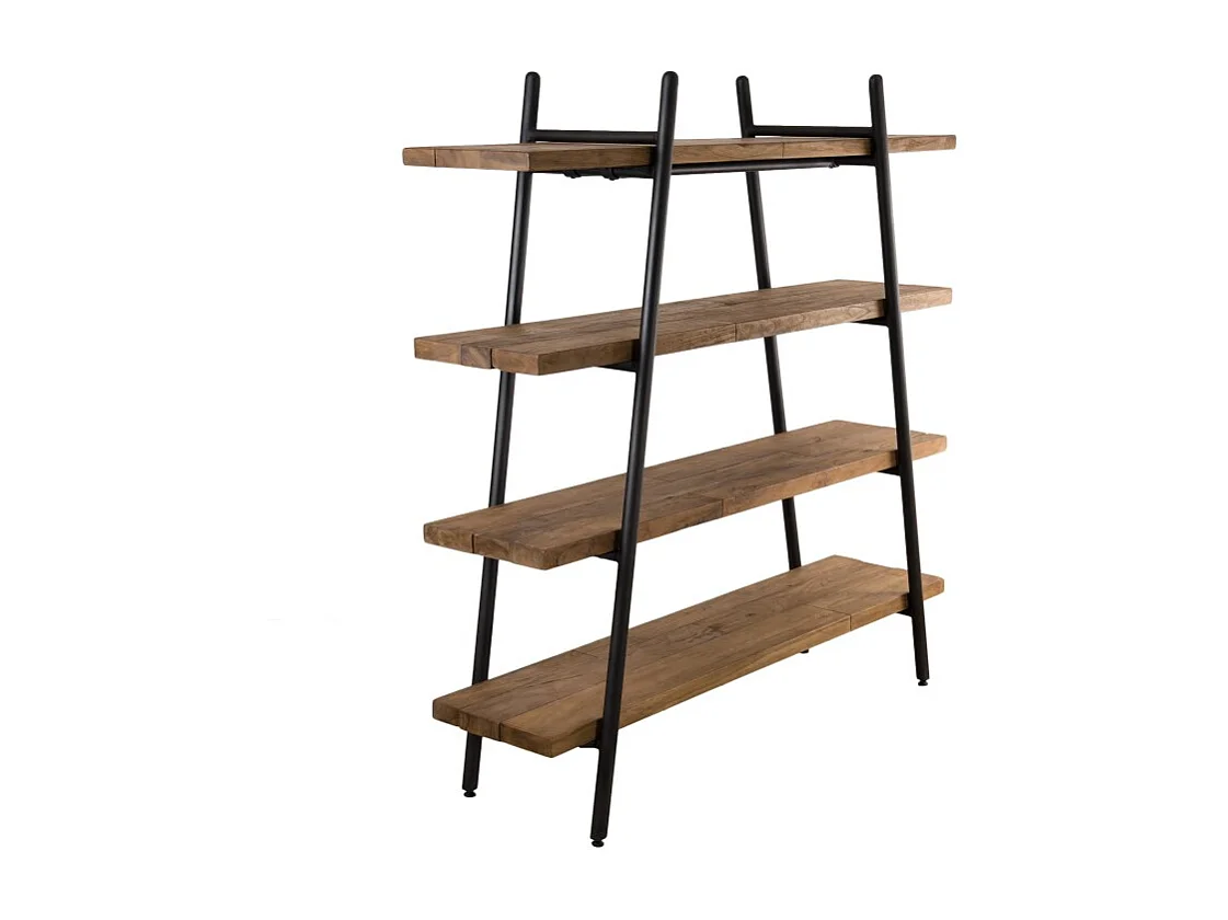 SIXTINE - Étagère pyramidale 4 niveaux en bois de teck recyclé noir