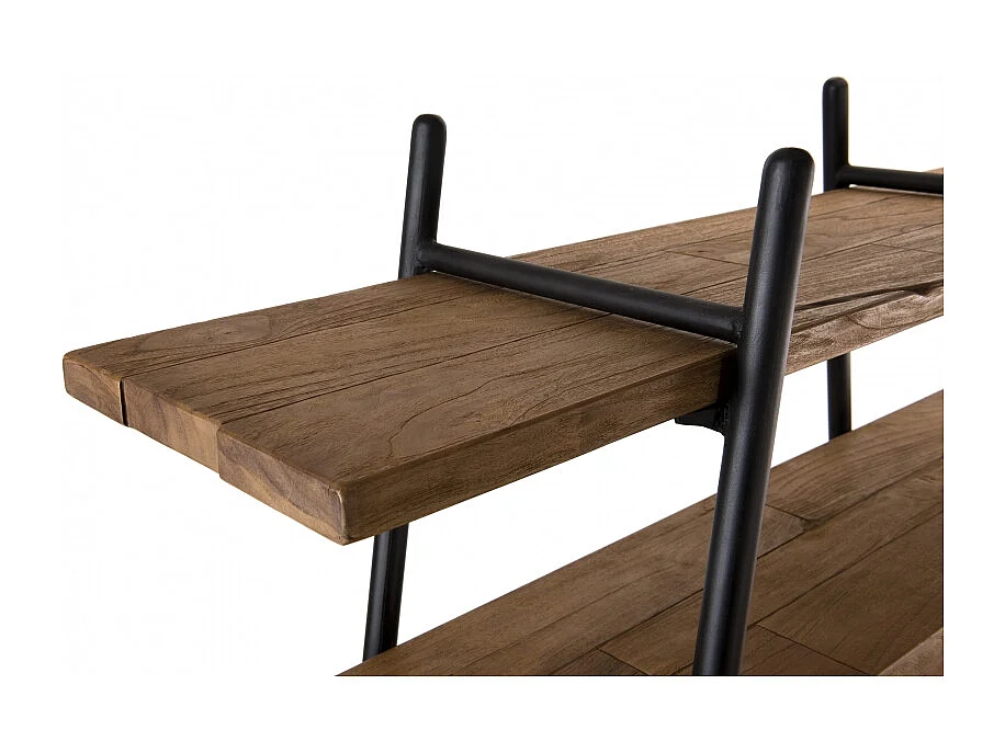 SIXTINE - Étagère pyramidale 4 niveaux en bois de teck recyclé noir