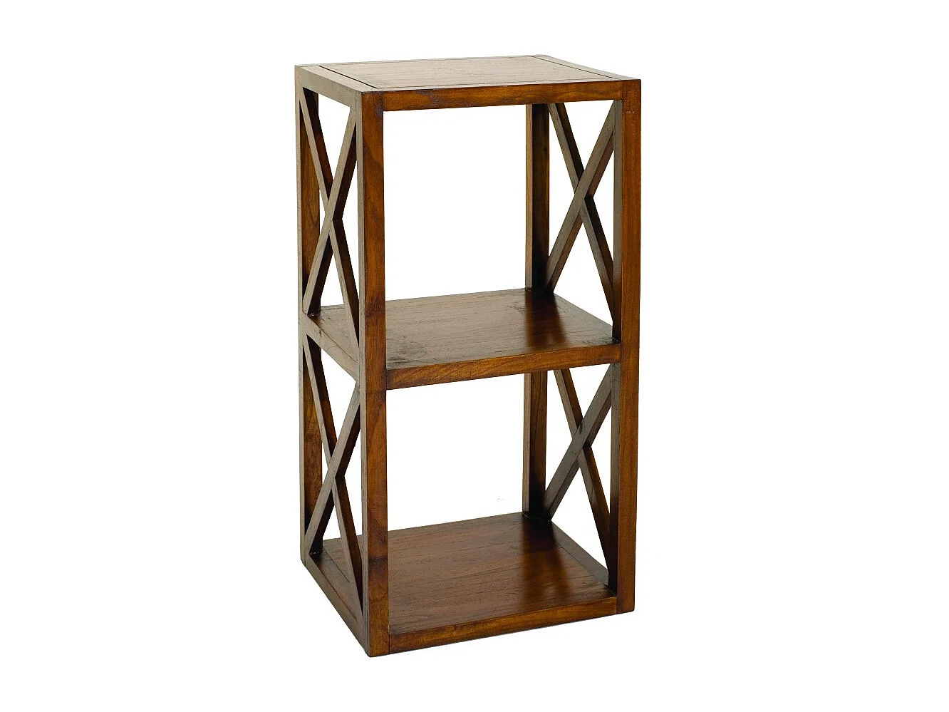 LAUREN - Étagère marron 2 cases 40 cm croisillons bois Mindi