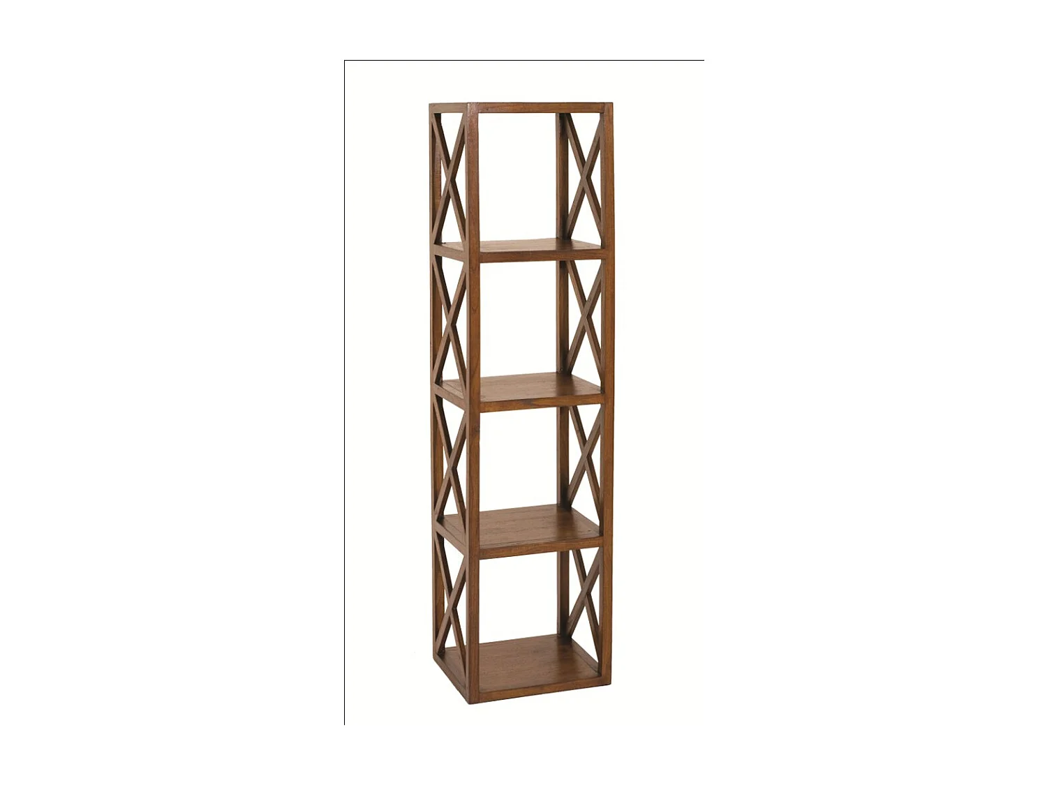 LAUREN - Étagère marron 4 cases 40 cm croisillons bois Mindi