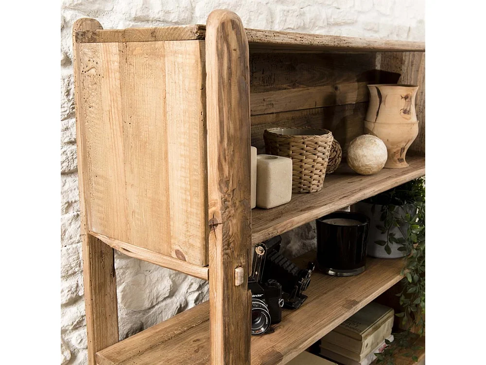 SANDY - Étagère marron 5 niveaux bois Pin recyclé