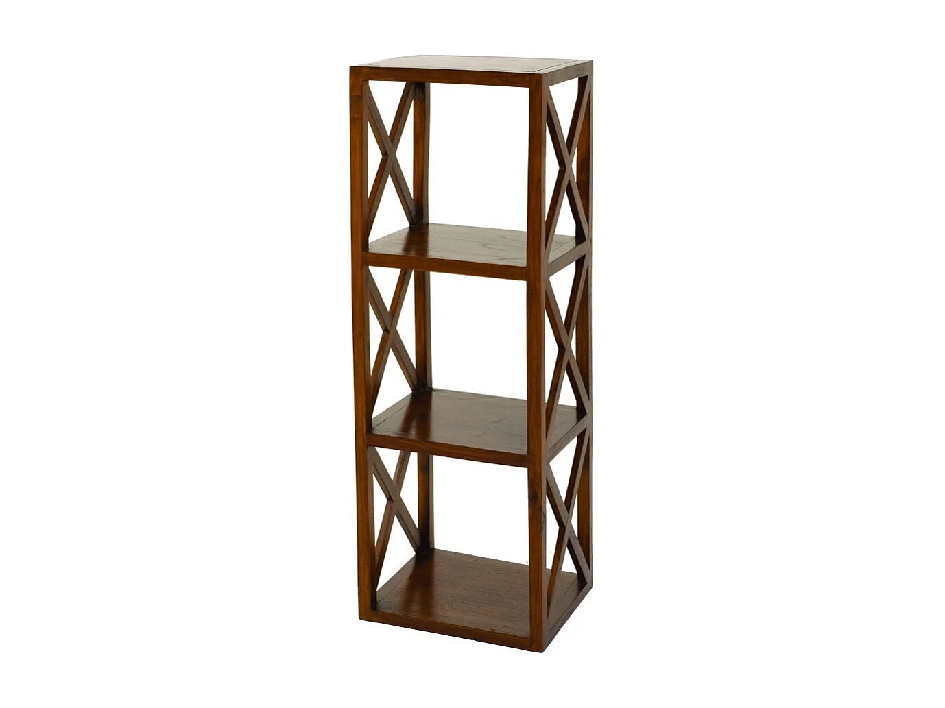 LAUREN - Étagère marron 3 cases 40 cm croisillons bois Mindi