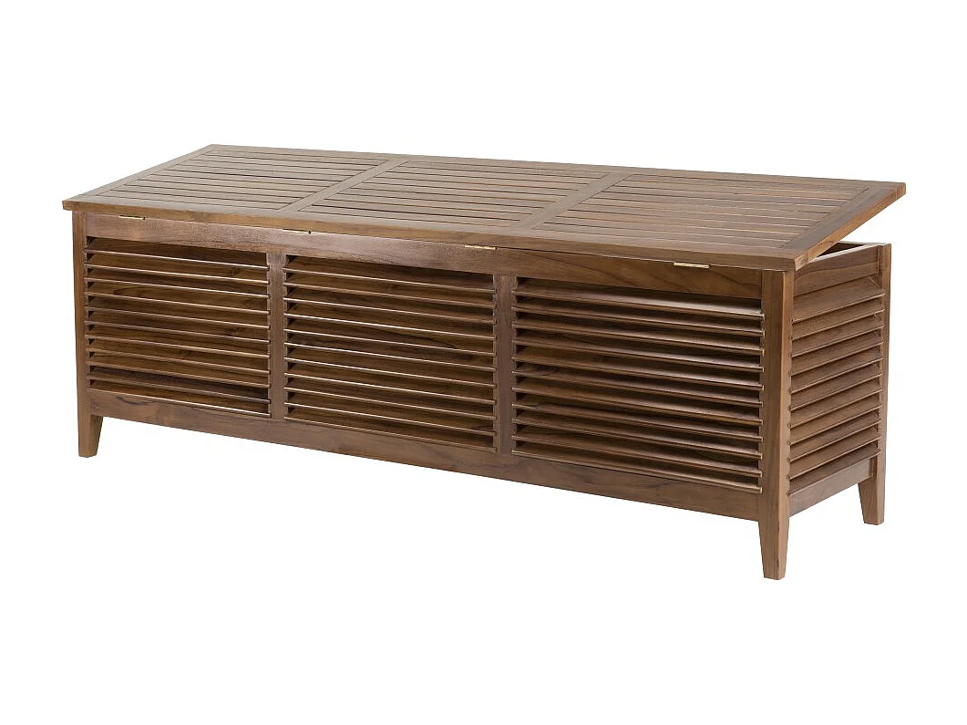 MAEVA - Coffre de jardin piscine en bois teck huilé 200x55cm