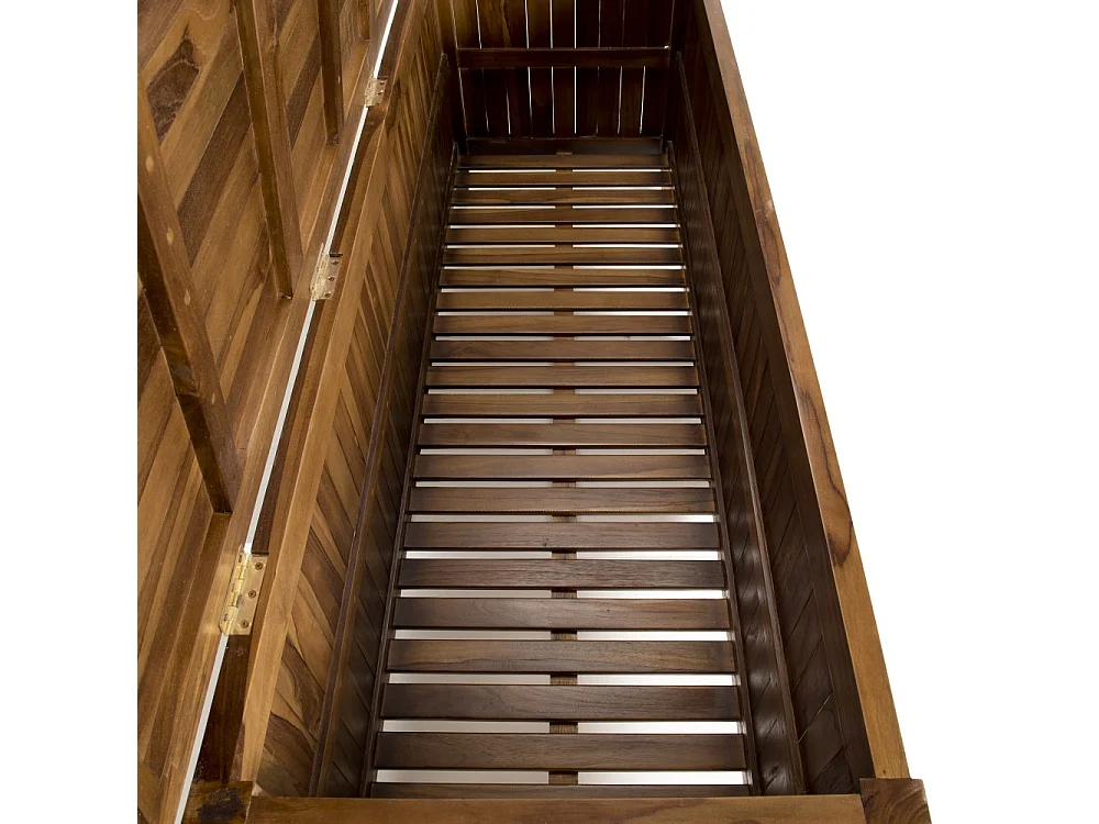 MAEVA - Coffre de jardin piscine en bois teck huilé 165x55cm