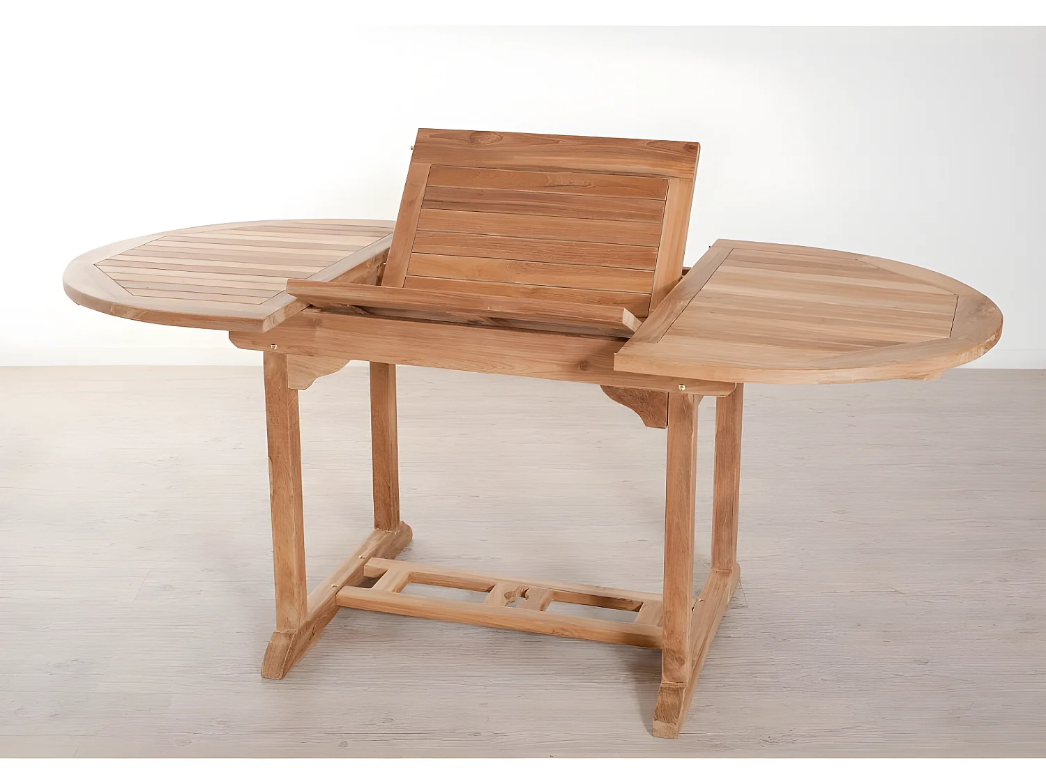 FUN - Table de jardin 4/6 personnes - ovale ext. 120/180 en bois Teck