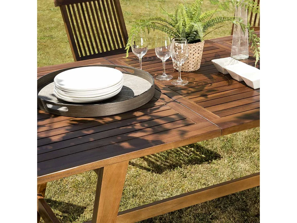 MAEVA - Table de jardin rect. scandi ext. 180/240cm bois teck huilé