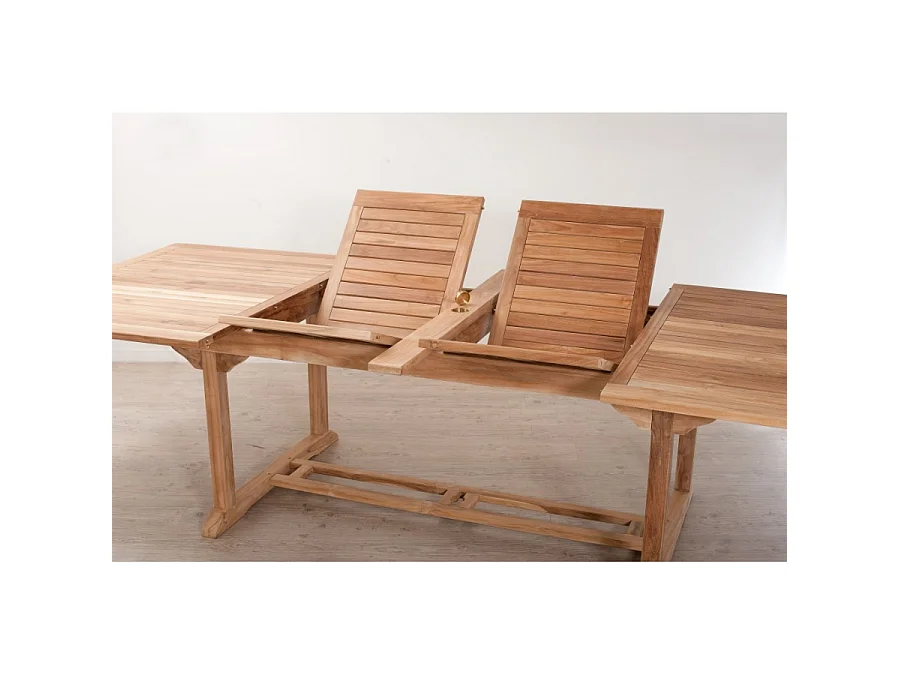 FUN - Table de jardin extensible bois teck 200/300 x 120 cm