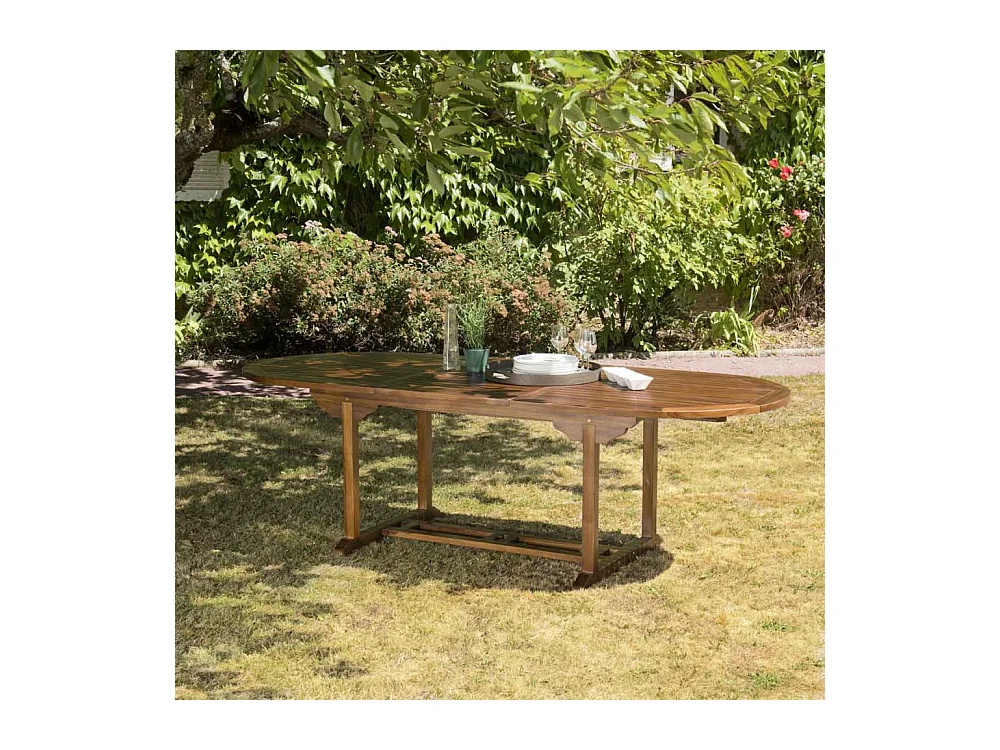 MAEVA - Table de jardin 8/10 personnes - table ovale extensible 180/240x100cm en bois teck huilé