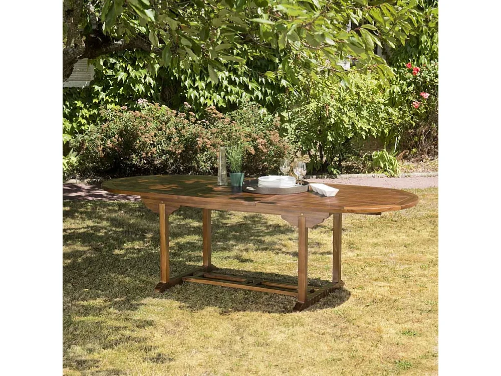 MAEVA - Table de jardin 8/10 pers. Table ext. 180/240cm bois teck huilé