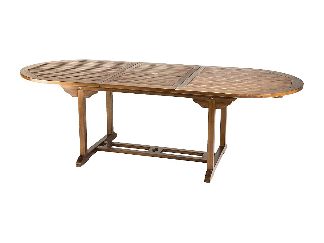 MAEVA - Table de jardin 8/10 pers. Table ext. 180/240cm bois teck huilé