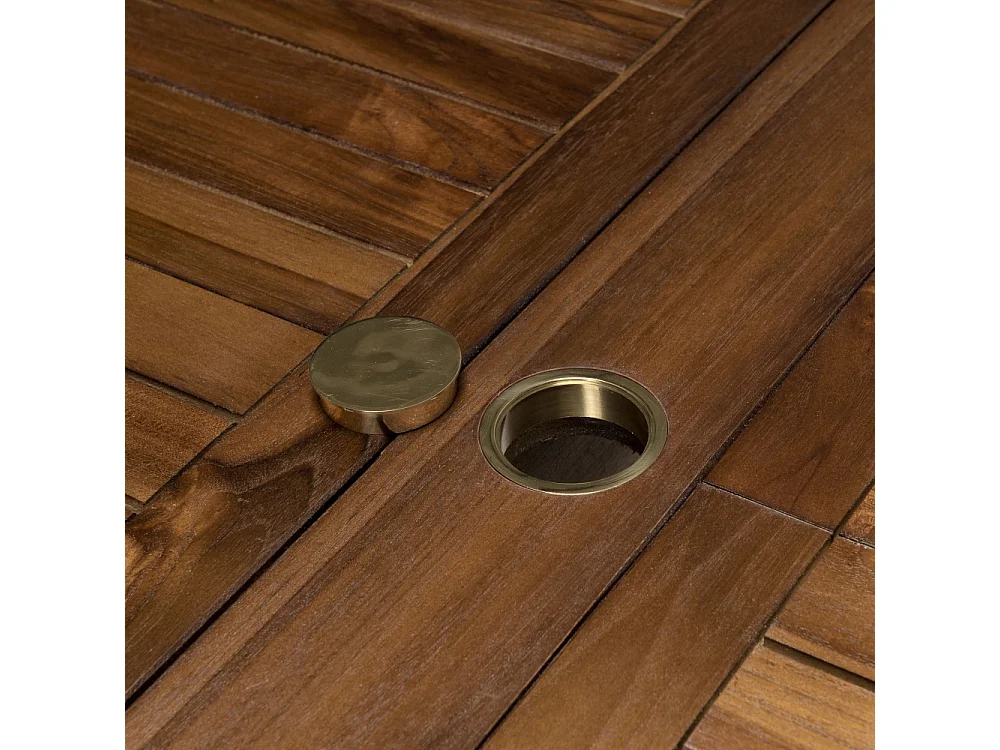 MAEVA - Table de jardin ovale en bois teck huilé double ext. 200/300cm