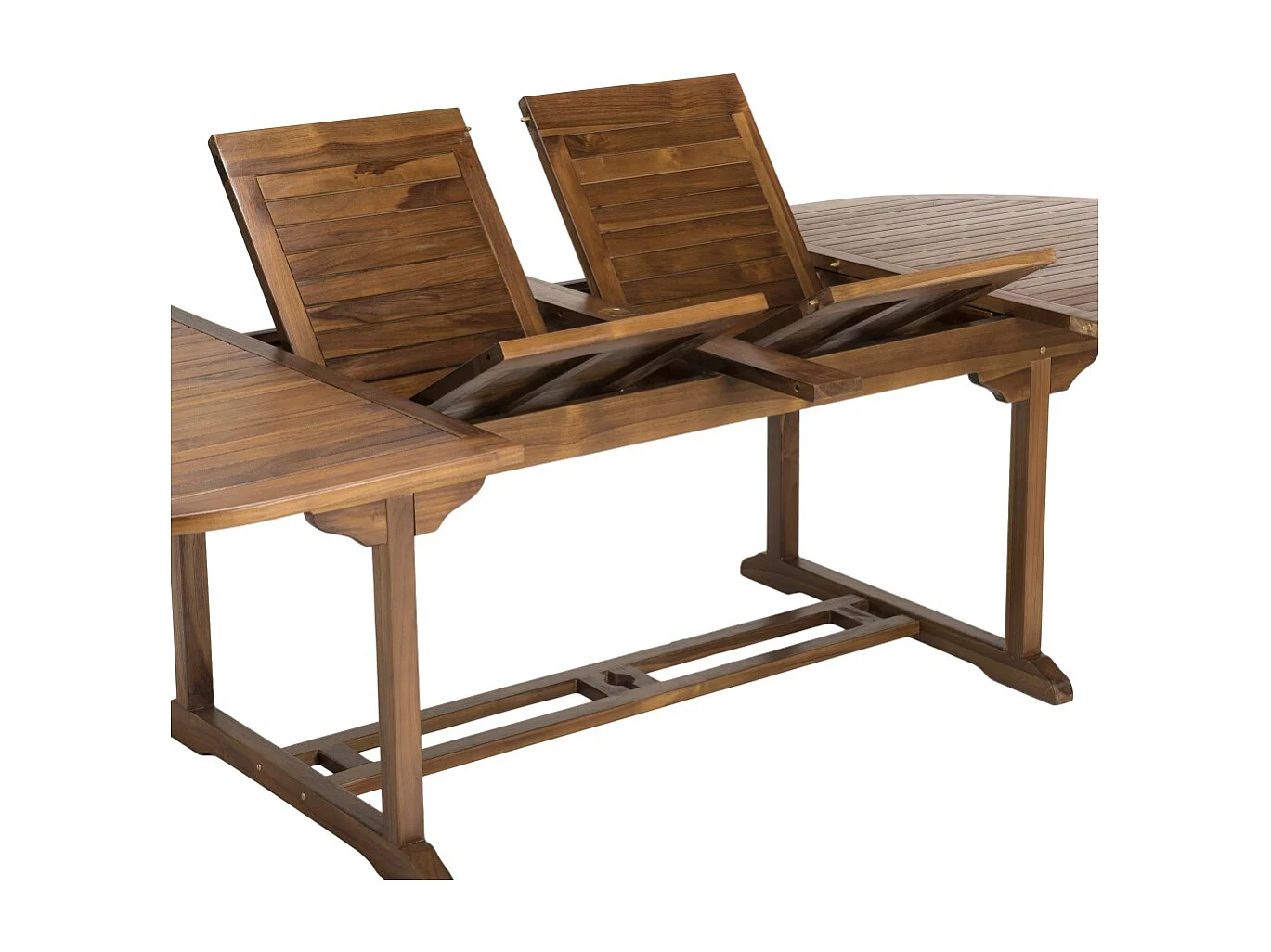MAEVA - Table de jardin ovale en bois teck huilé double ext. 200/300cm