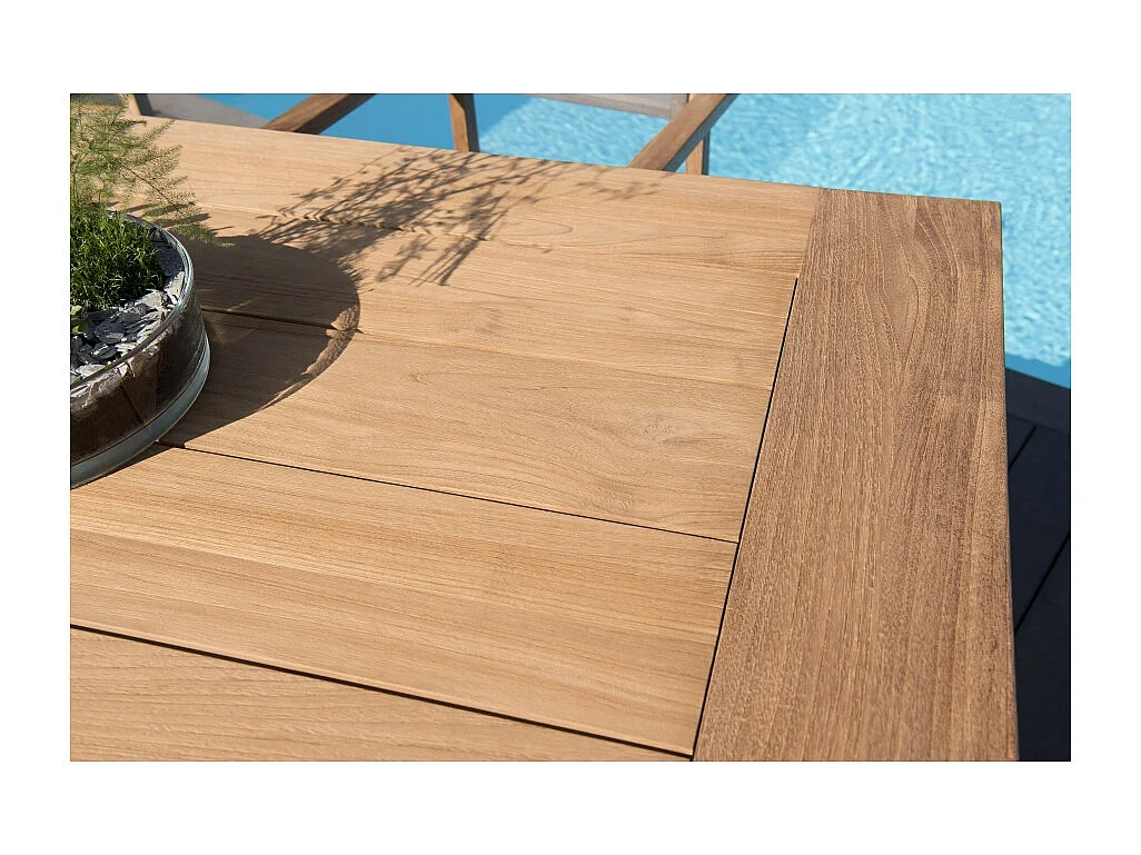 KIM - Table de jardin 6/8 personnes - DENVER 220 x 100 cm en bois Teck