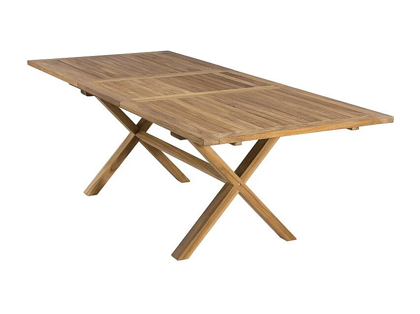 FUN - Table de jardin 10 pers.- rect. pieds croisés 180/240 bois Teck
