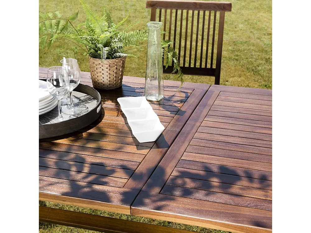 MAEVA - Table de jardin 8/10 pers. rect. ext. 180/240cm en bois teck huilé