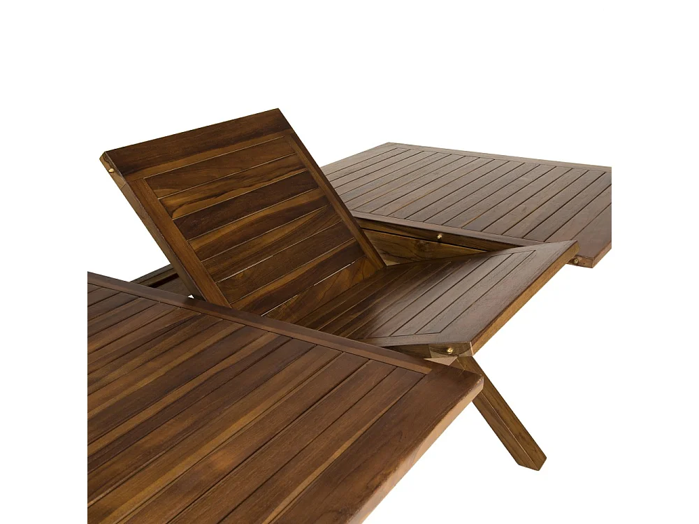 MAEVA - Table de jardin 8/10 pers. rect. ext. 180/240cm en bois teck huilé