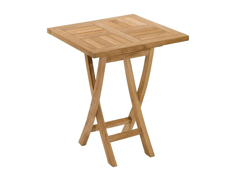FUN - Table de jardin 2 personnes, carrée pliante 60x60cm en bois Teck