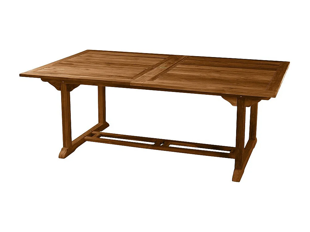 MAEVA - Table de jardin bois Teck huilé rect. double ext. 200/300cm