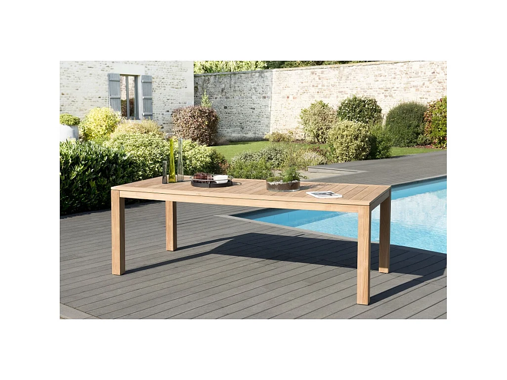 KIM - Table de jardin 6/8 personnes - VIESTE 220 x 100 cm en bois Teck