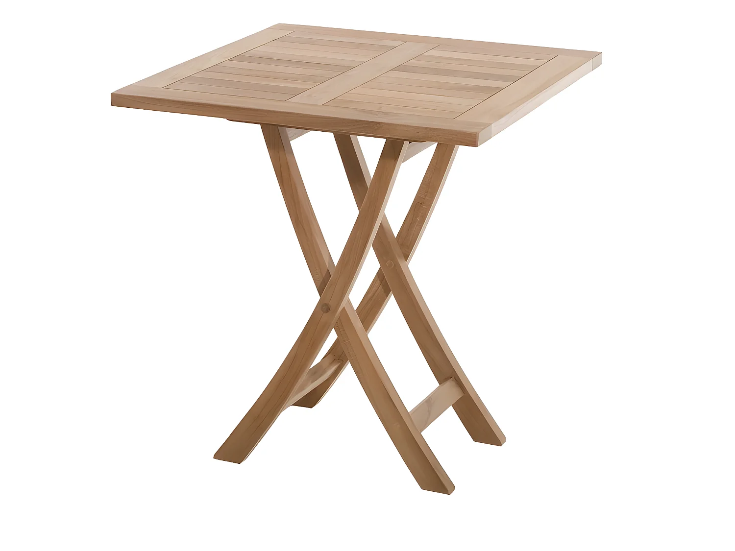 FUN - Table de jardin 2 personnes, carrée pliante 70x70cm en bois Teck