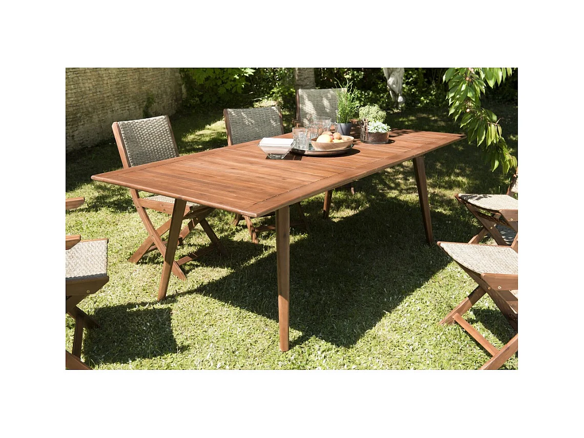VICK - Table de jardin 8/10 personnes - extensible 180/240x100x75 cm en bois Acacia