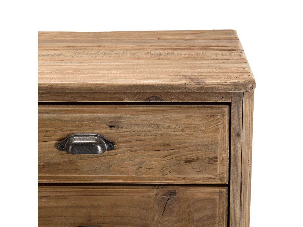 SANDY - Meuble bois Pin recyclé 2 tiroirs 2 portes marron