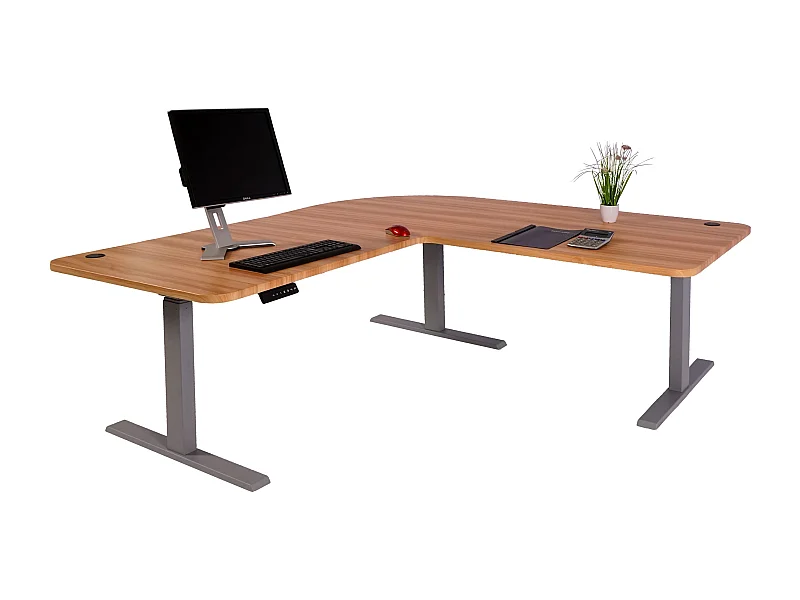 Eck-Schreibtisch MCW-D40, Eiche-Dekor, grau