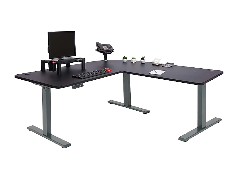 Eck-Schreibtisch MCW-D40, Schwarz, anthrazit-grau