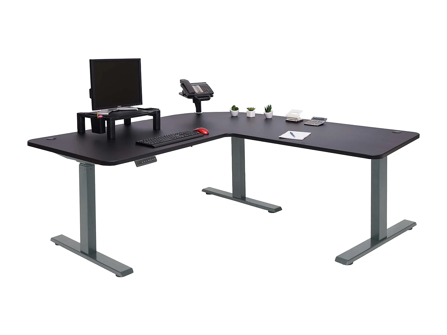 Eck-Schreibtisch MCW-D40, Schwarz, anthrazit-grau