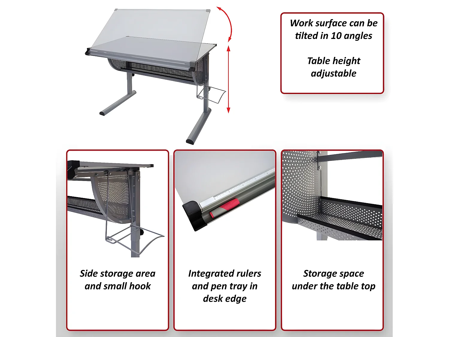 Pupitre escolar Preston,  blanco