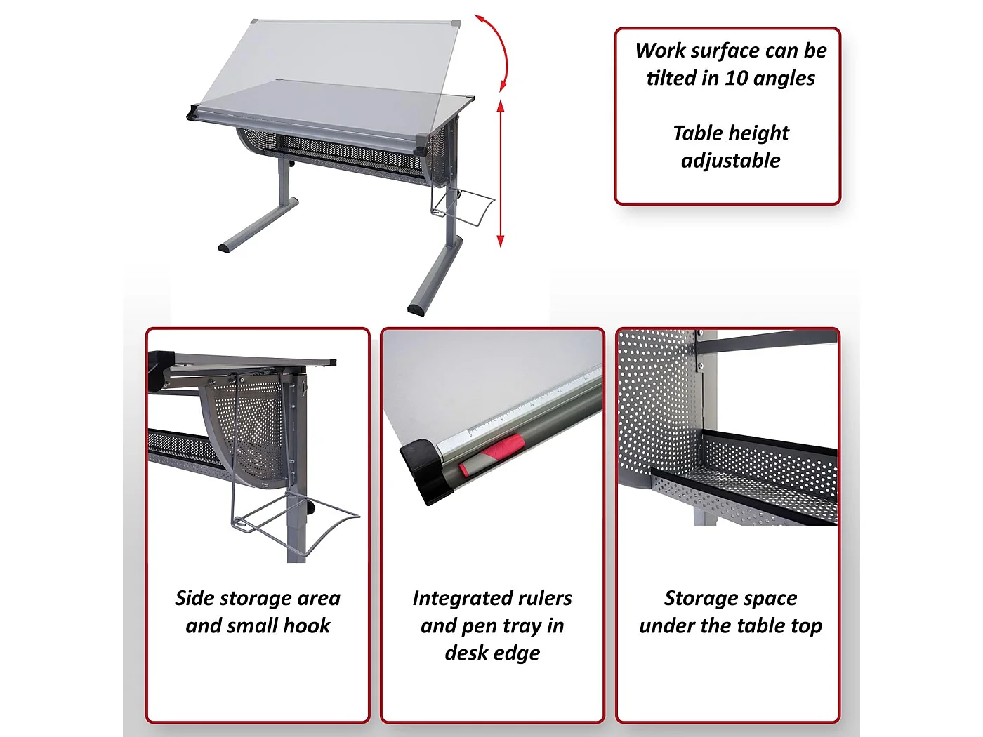 Biurko szkolne Preston,  biały