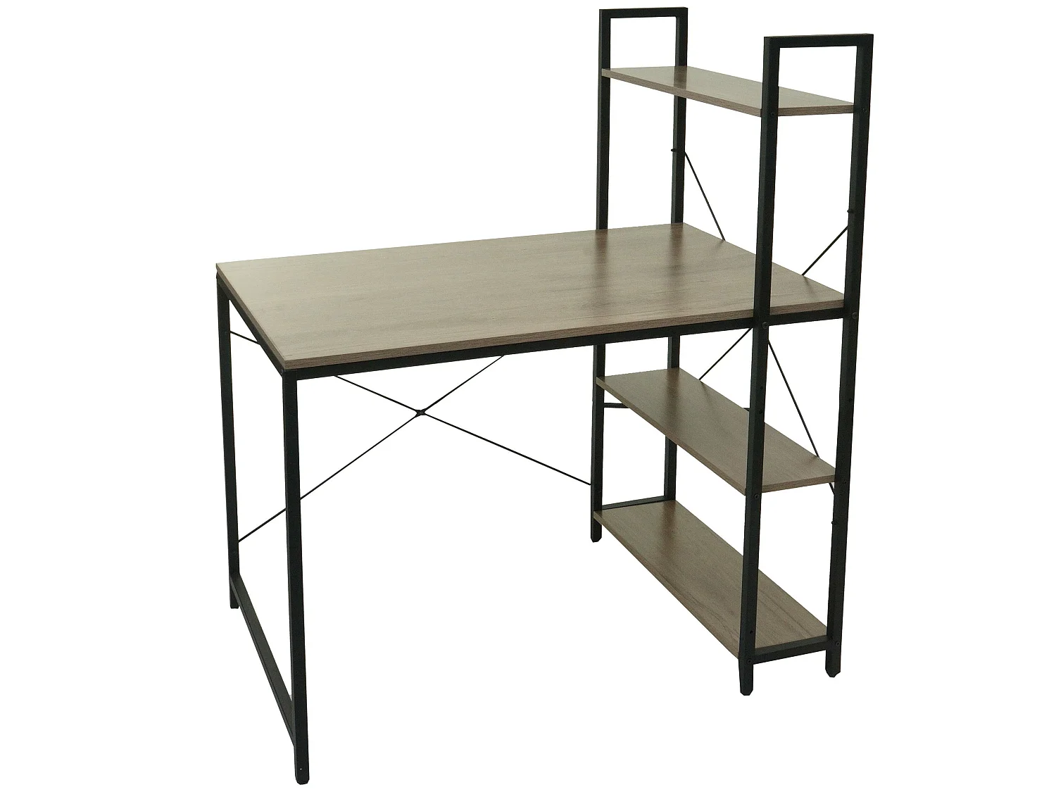 Biurko z półką MCW-K81,  szaro-brązowy