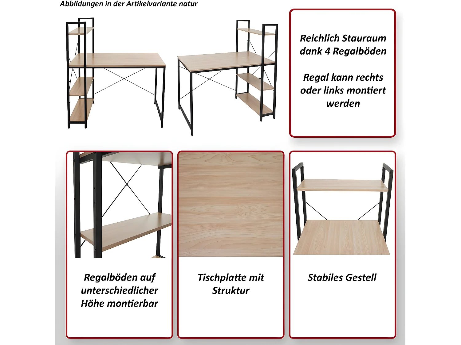Biurko z półką MCW-K81,  szaro-brązowy