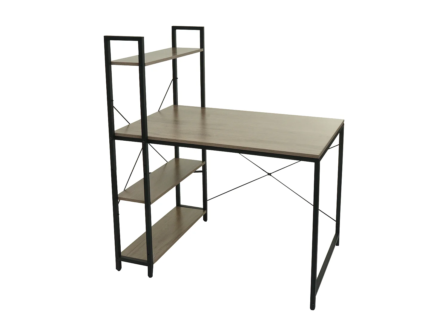 Schreibtisch mit Regal MCW-K81, Grau-braun