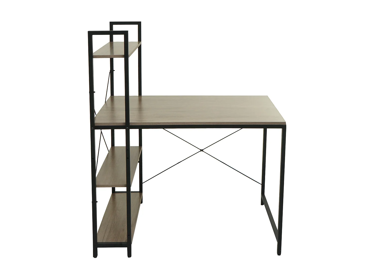 Schreibtisch mit Regal MCW-K81, Grau-braun