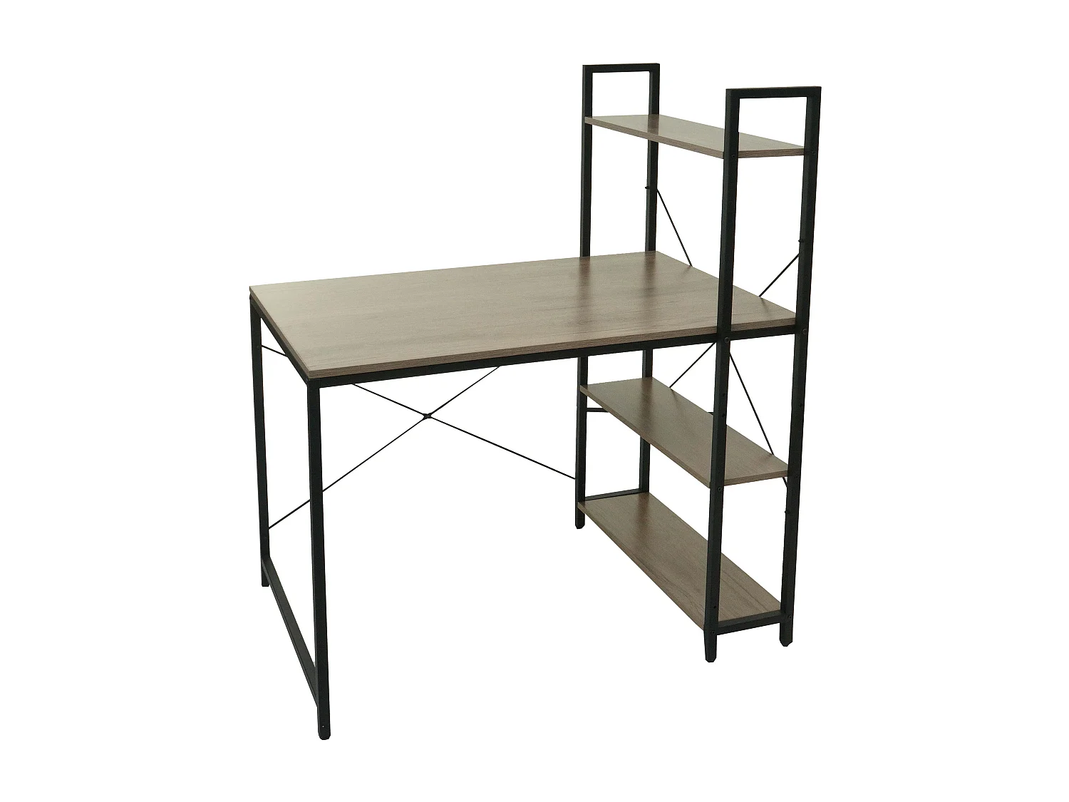 Schreibtisch mit Regal MCW-K81, Grau-braun