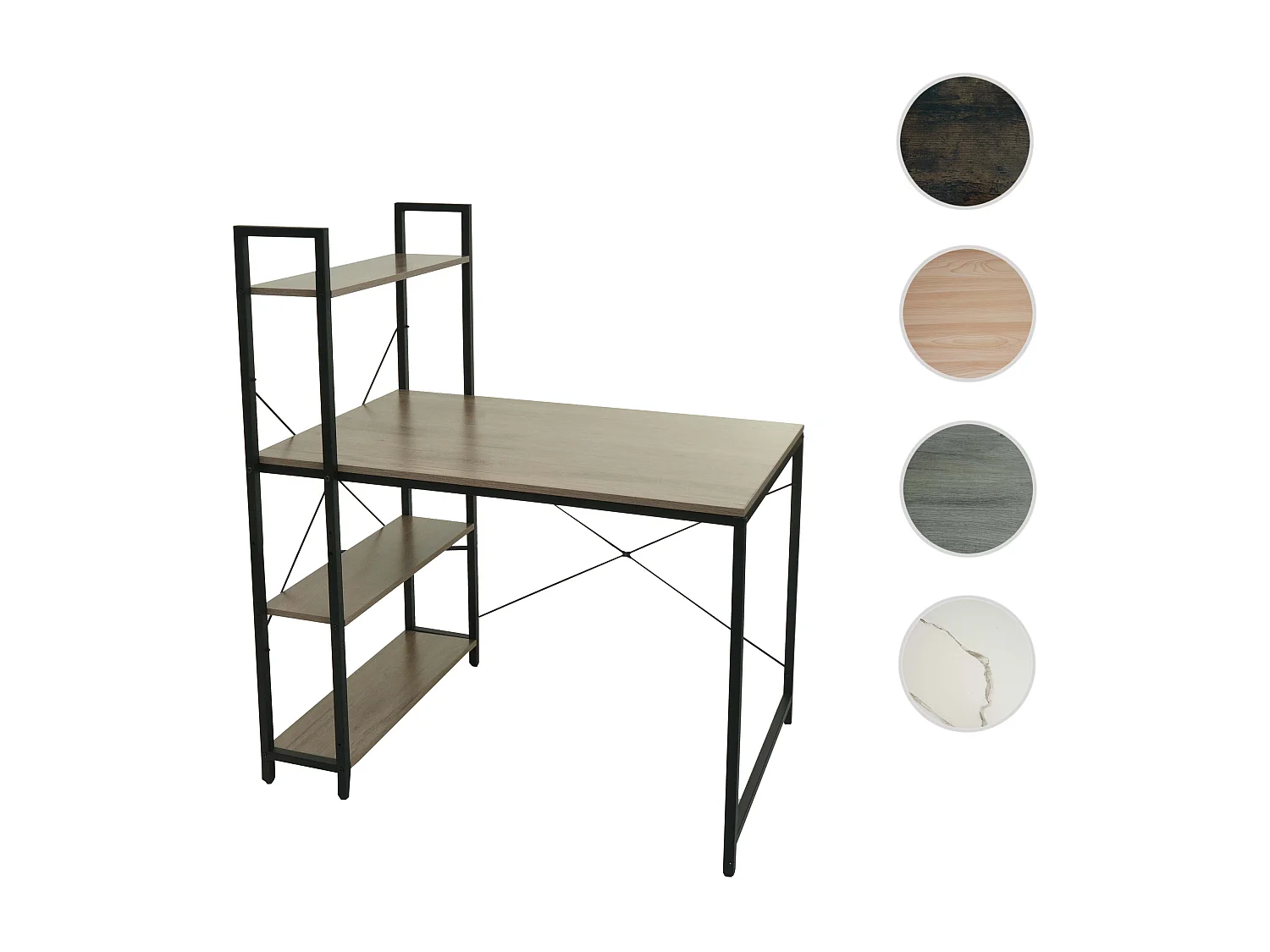 Schreibtisch mit Regal MCW-K81, Grau-braun