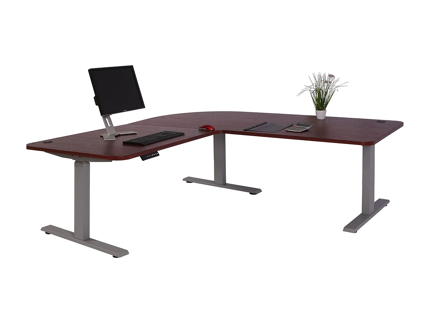 Eck-Schreibtisch MCW-D40, Kirsch-Dekor, grau