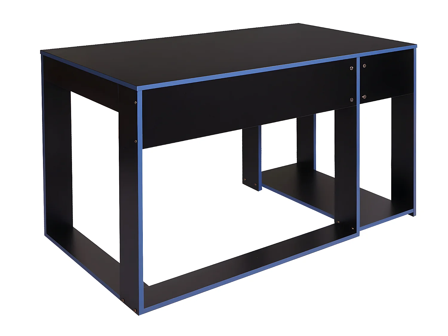 Scrivania ufficio computer MCW-J26 MDF 60x120x76cm nero e blu