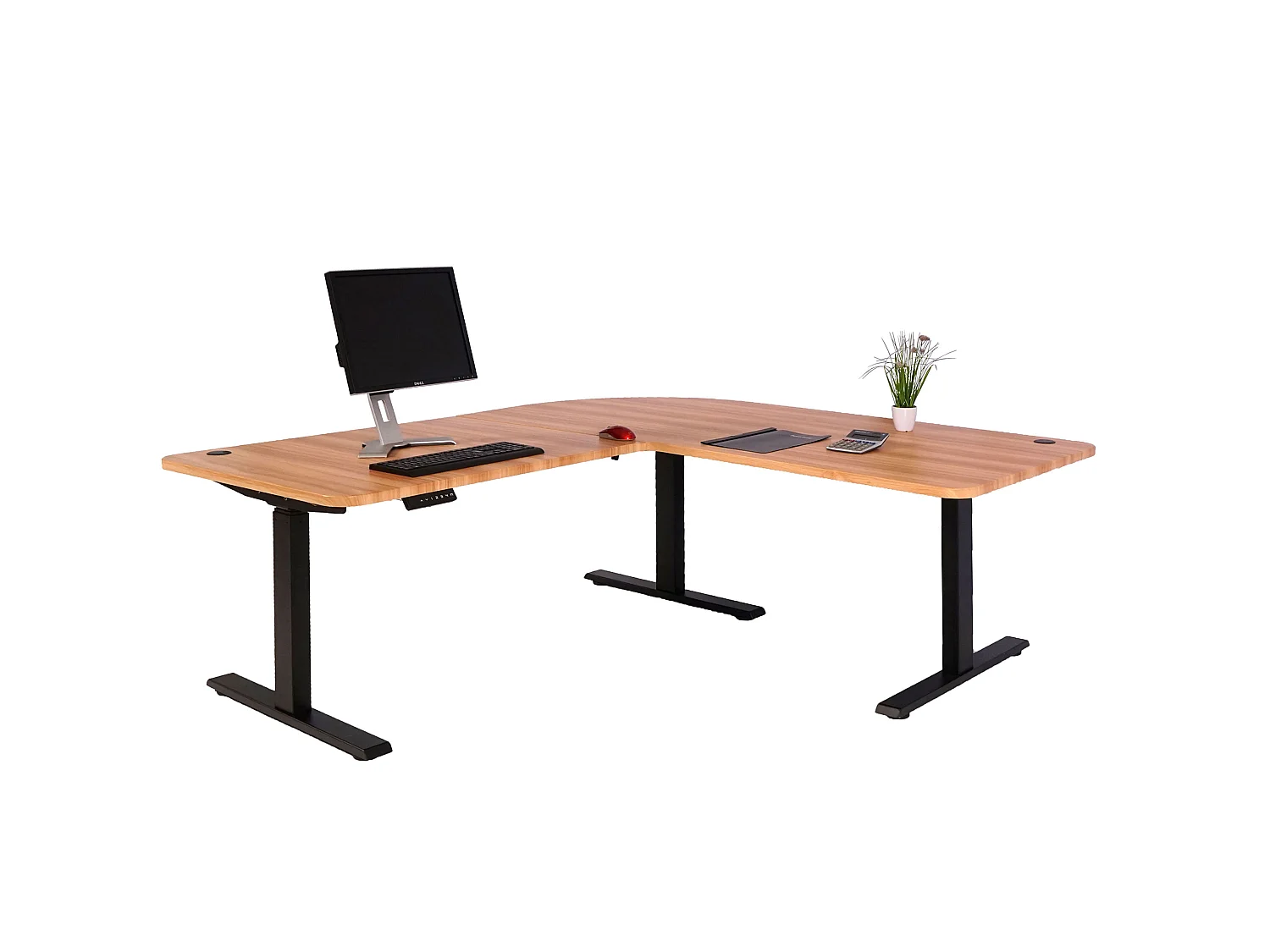 Eck-Schreibtisch MCW-D40, Eiche-Dekor, schwarz